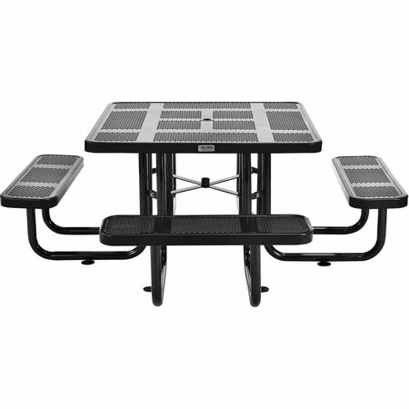 Global Industrial 46 Square Perforated Metal Outdoor Picnic Table, 81W x 81D Overall, Black 694551BK